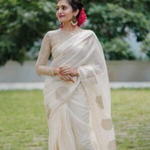 Plain Linen Saree For women